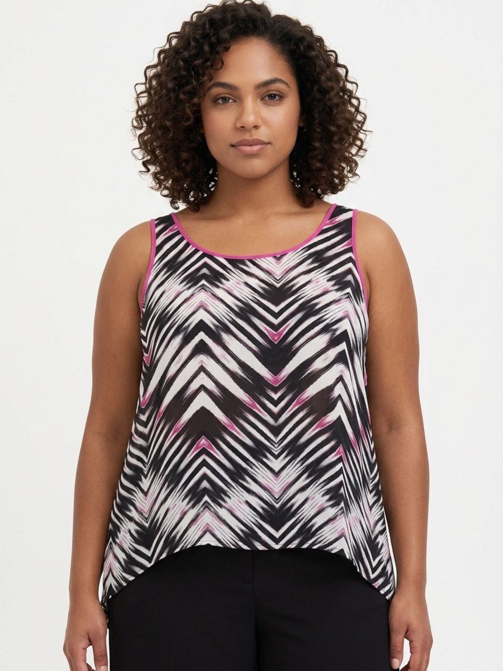 TORRID | Chevron Sheer Tank Top Black White Pink Vanity Size 0 (Large)